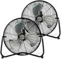 Pro High Velocity Floor Fan, 3 Speeds, Black, 20in, 2 Pack in Black