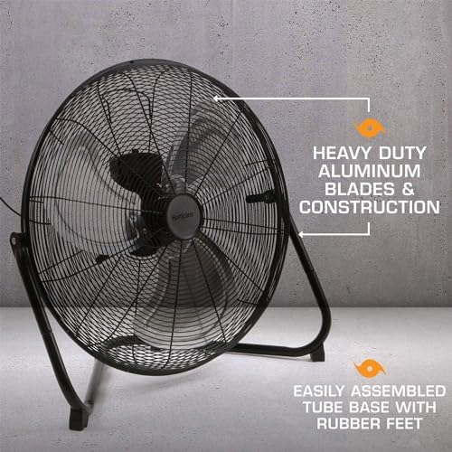 Pro High Velocity Floor Fan, 3 Speeds, Black, 20in, 2 Pack in Black, alternate view 5