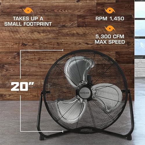 Pro High Velocity Floor Fan, 3 Speeds, Black, 20in, 2 Pack in Black, alternate view 6