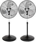 Pro High-Velocity Oscillating Metal Stand Fan, 20in, 2 Pack