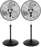 Pro High-Velocity Oscillating Metal Stand Fan, 20in, 2 Pack