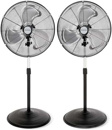 Pro High-Velocity Oscillating Metal Stand Fan, 20in, 2 Pack