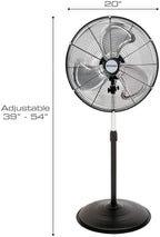 Pro High-Velocity Oscillating Metal Stand Fan, 20in, 2 Pack, alternate view 3