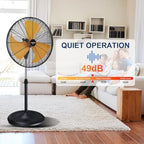 Pro Series 18 inch Oscillating High Velocity Pedestal Fan, 5400 CFM Industrial Metal Commercial Standing Fan, alternate view
