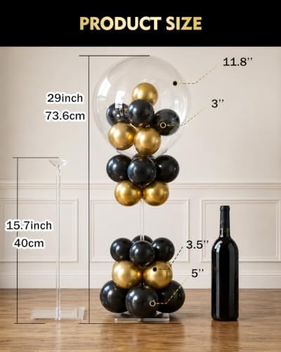 Pro Series Clear Acrylic Balloon Stand Kit Set of 6, 15.75 Inch Reusable Balloon Sticks Holder with Base, Party, alternate