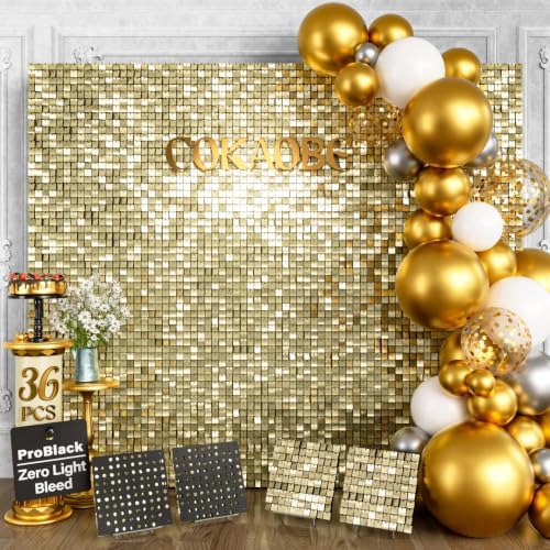 ProBlack Series Shimmer Wall Backdrop - 36Pcs Light Gold
