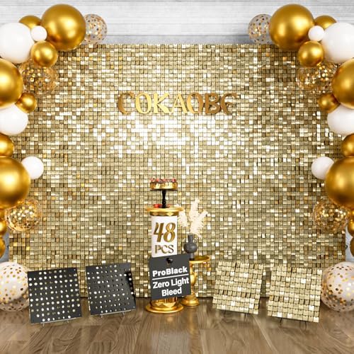 ProBlack Series Shimmer Wall Backdrop - 48Pcs Light Gold