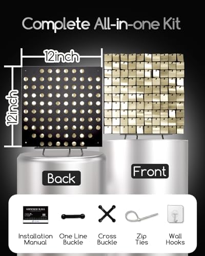 ProBlack Series Shimmer Wall Backdrop - 48Pcs Light Gold, alternate view 2