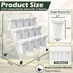 PROLEE Flower Display Stand with 12 Buckets, Flower Cart 3 Layers, Flower Stand Metal with Wheels, Moving, alternate view 3