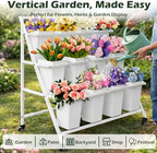 PROLEE Flower Display Stand with 12 Buckets, Flower Cart 3 Layers, Flower Stand Metal with Wheels, Moving, alternate view 4