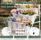 PROLEE Flower Display Stand with 12 Buckets, Flower Cart 3 Layers, Flower Stand Metal with Wheels, Moving, alternate view 5