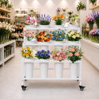 PROLEE Flower Display Stand with 12 Buckets, Flower Stand Metal with Wheels, Flower Cart 3 Layers, Flower Stand, alternate