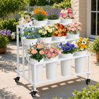 PROLEE Flower Display Stand with 12 Buckets, Flower Stand Metal with Wheels, Flower Cart 3 Layers, Flower Stand, alternate