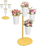 PROLEE Flower Display Stand with 4 Buckets, Flower Pot Stand, Flower Stand Metal, Florist Bouquet Shelf for
