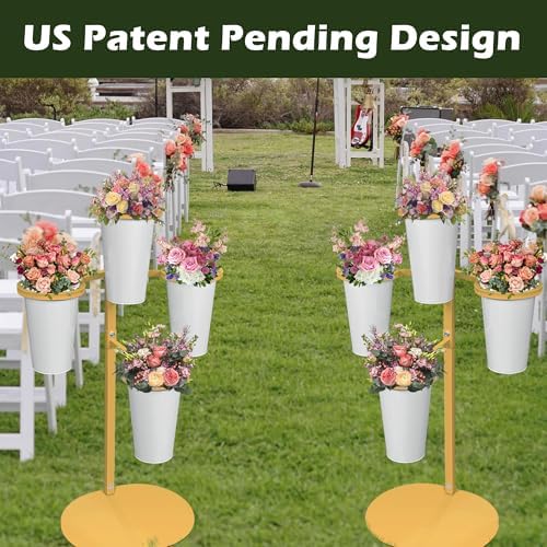 PROLEE Flower Display Stand with 4 Buckets, Flower Pot Stand, Flower Stand Metal, Florist Bouquet Shelf for, alternate view 4