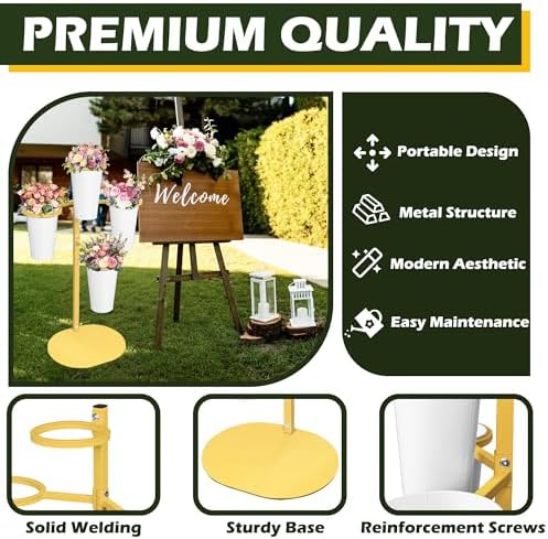 PROLEE Flower Display Stand with 4 Buckets, Flower Pot Stand, Flower Stand Metal, Florist Bouquet Shelf for, alternate view 5