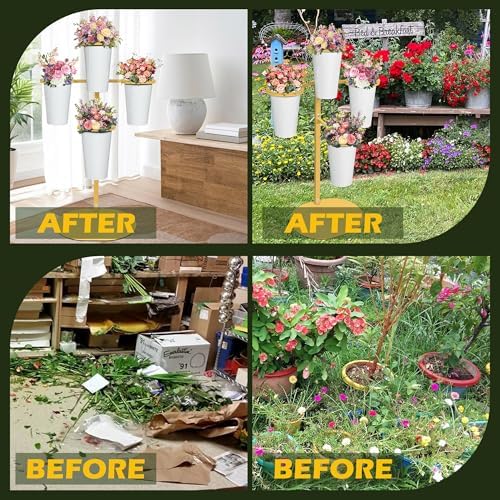 PROLEE Flower Display Stand with 4 Buckets, Flower Pot Stand, Flower Stand Metal, Florist Bouquet Shelf for, alternate view 6