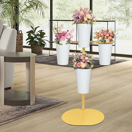 PROLEE Flower Display Stand with 4 Buckets, Flower Pot Stand, Flower Stand Metal, Florist Bouquet Shelf for, alternate view 7