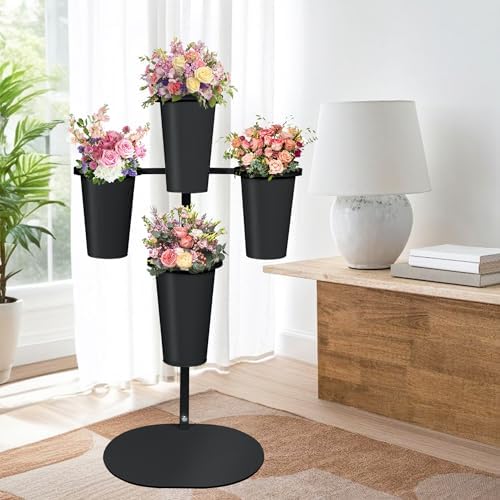 PROLEE Flower Display Stand with 4 Buckets, Flower Pot Stand, Flower Stand Metal, Florist Bouquet Shelf for, alternate view 2