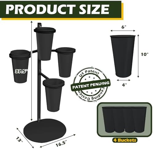 PROLEE Flower Display Stand with 4 Buckets, Flower Pot Stand, Flower Stand Metal, Florist Bouquet Shelf for, alternate view 3