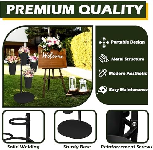 PROLEE Flower Display Stand with 4 Buckets, Flower Pot Stand, Flower Stand Metal, Florist Bouquet Shelf for, alternate view 5