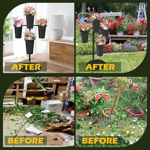 PROLEE Flower Display Stand with 4 Buckets, Flower Pot Stand, Flower Stand Metal, Florist Bouquet Shelf for, alternate view 6