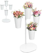 PROLEE Flower Display Stand with 4 Round Buckets, Flower Display Stand, Flower Stand Metal, Florist Bouquet