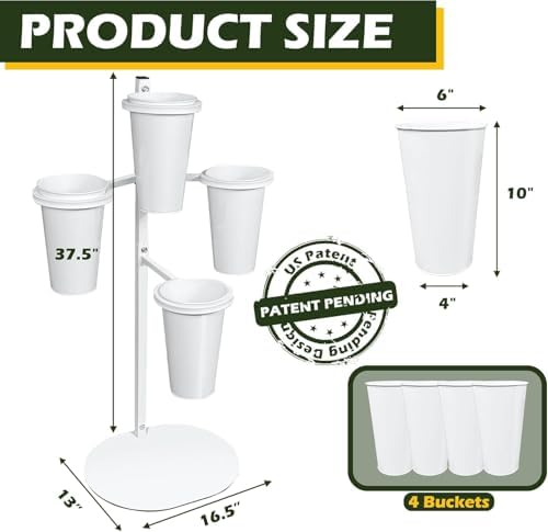 PROLEE Flower Display Stand with 4 Round Buckets, Flower Display Stand, Flower Stand Metal, Florist Bouquet, alternate view 3