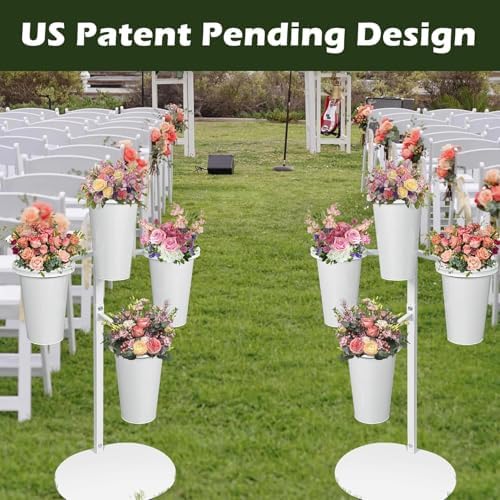 PROLEE Flower Display Stand with 4 Round Buckets, Flower Display Stand, Flower Stand Metal, Florist Bouquet, alternate view 4