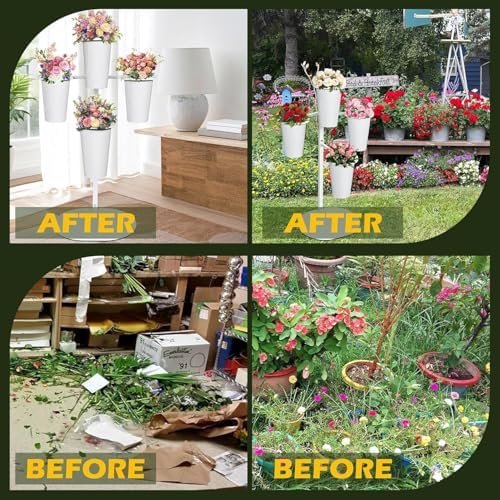 PROLEE Flower Display Stand with 4 Round Buckets, Flower Display Stand, Flower Stand Metal, Florist Bouquet, alternate view 6