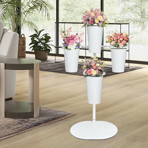 PROLEE Flower Display Stand with 4 Round Buckets, Flower Display Stand, Flower Stand Metal, Florist Bouquet, alternate view 7