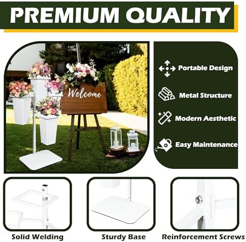 PROLEE Flower Display Stand with Buckets, Wedding Flower Cart Display Stand with Wheels, Flower Stand for, alternate view 5