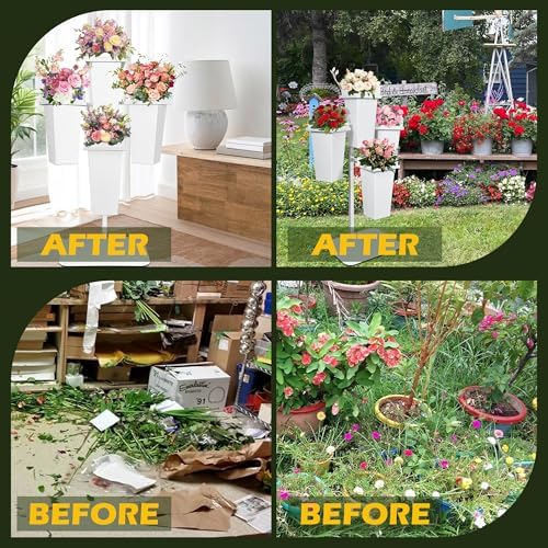 PROLEE Flower Display Stand with Buckets, Wedding Flower Cart Display Stand with Wheels, Flower Stand for, alternate view 6