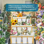 Prolee Flower Stand, Flower Cart with 12 Buckets, Flower Display Stand with Large Wheels, Flower Cart, Moving, alternate view