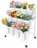 PROLEE Flower Stand with 12 Buckets, Flower Display Stand with Wheels, Flower Cart, Moving Florist Bouquet
