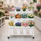 PROLEE Flower Stand with 12 Buckets, Flower Display Stand with Wheels, Flower Cart, Moving Florist Bouquet, alternate view 2
