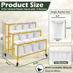 PROLEE Flower Stand with 12 Buckets, Flower Display Stand with Wheels, Moving Florist Bouquet Shelf for Wedding, alternate