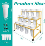 PROLEE Flower Stand with 12 Round Buckets, Flower Display Stand with Wheels, Moving Florist Bouquet Shelf for, alternate view