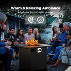 Propane Fire Pit, 28 inch Fire Pit Table with Two Cup Holders, 50,000 BTU Steel Gas Fire Pit with Pulse Ignition, alternate