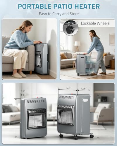 Propane Heater Indoor Outdoor Patio Heaters 6000 to 18000 BTU 3 Modes for Patio, Garage, Camping, Shop, Black, alternate view