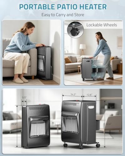 Propane Heater Indoor Outdoor Patio Heaters 6000 to 18000 BTU 3 Modes for Patio, Garage, Camping, Shop, Black in, alternate