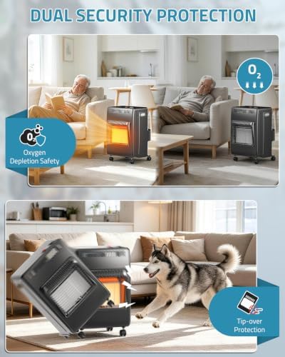Propane Heater Indoor Outdoor Patio Heaters 6000 to 18000 BTU 3 Modes for Patio, Garage, Camping, Shop, Black in, alternate