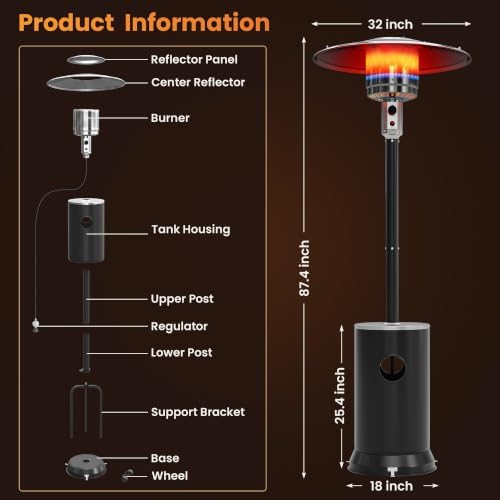 Propane Patio Heater for Outdoor, 2-in-1 Table Style, Double Layer Stainless Steel Burner, Durable Weatherproof, alternate
