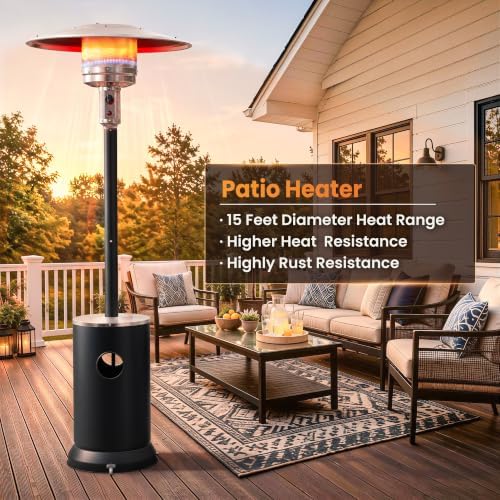 Propane Patio Heater for Outdoor, 2-in-1 Table Style, Double Layer Stainless Steel Burner, Durable Weatherproof, alternate