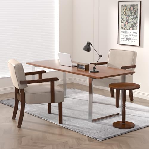 PU Leather Accent Chairs Set of 2, 2 Armchairs with Side Table in One Set in Faux Leather Beige, alternate view 4
