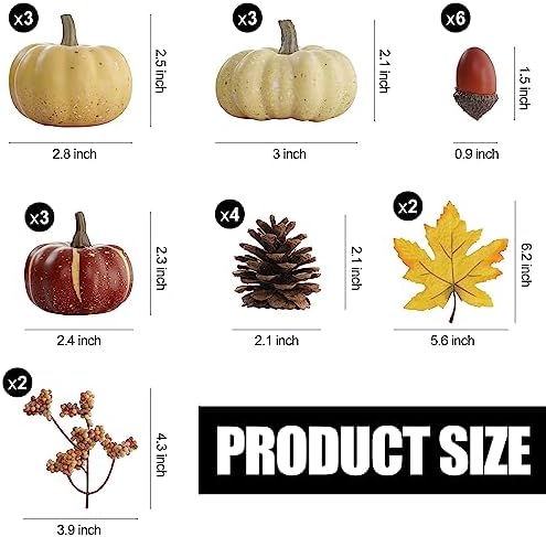 Pumpkin Decor Set, 23 PCS Fall Harvest Bowl Filler Decorations, alternate view 3