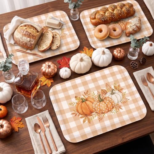 Pumpkin Fall Serving Platters Set, Serving Trays, 3Pack, 13x10Inch in Large in 3Pcs Farmhouse Fall, alternate view 2