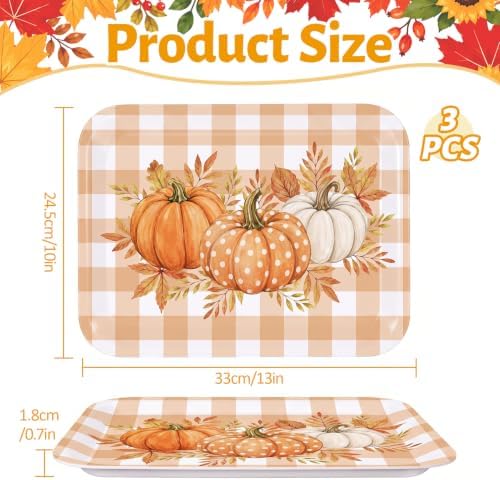 Pumpkin Fall Serving Platters Set, Serving Trays, 3Pack, 13x10Inch in Large in 3Pcs Farmhouse Fall, alternate view 3