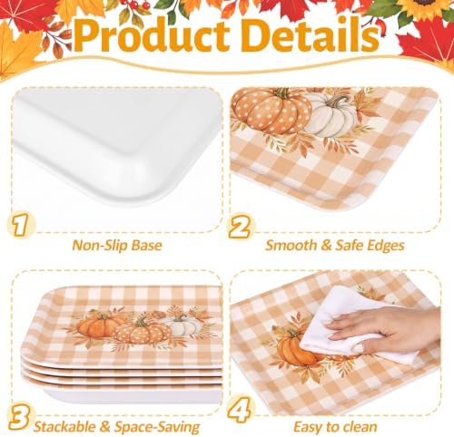 Pumpkin Fall Serving Platters Set, Serving Trays, 3Pack, 13x10Inch in Large in 3Pcs Farmhouse Fall, alternate view 4