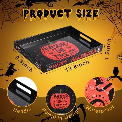 Pumpkin Serving Tray with Handles, Acrylic Platter in Mainly Black, Orange, alternate view 3